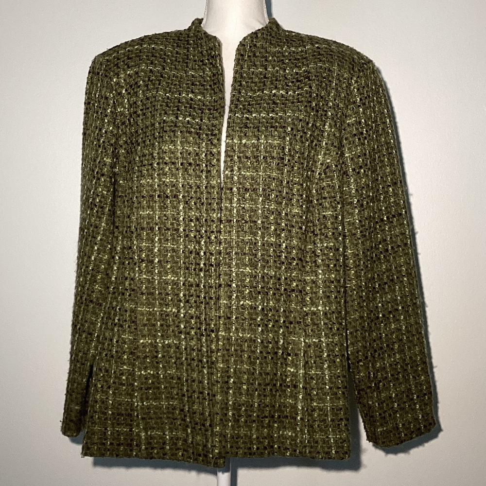 Jessica Howard Green Blazer with Textured Tweed Design